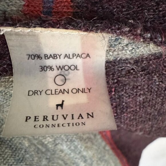 Peruvian Connection Salone Tribal Print Wool Alpaca Knit Coat Cardigan X-Small - Picture 11 of 11
